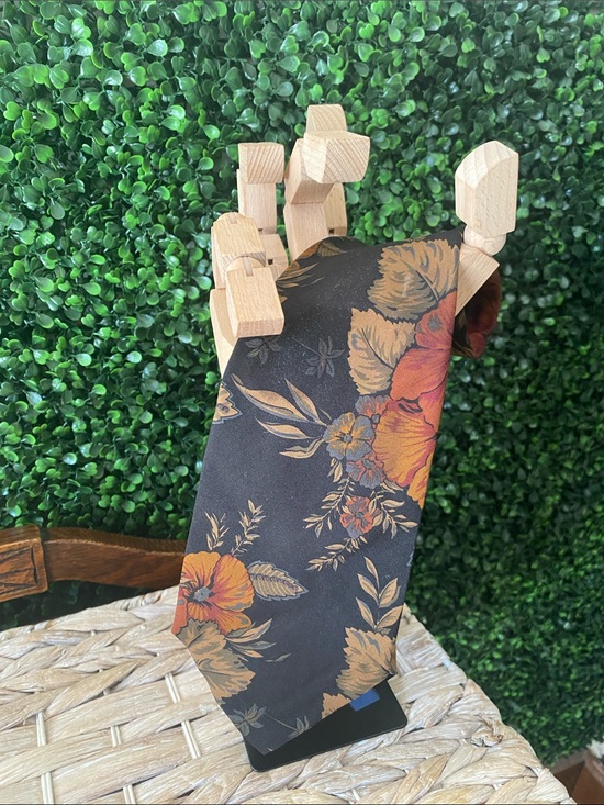 Polo Ralph Lauren Other - Polo by Ralph Lauren Black Necktie with Rust and Gold Floral Print